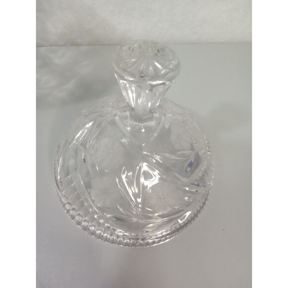 Crystal Covered Compote Bowl Candy Dish Floral - Picture 2 of 7
